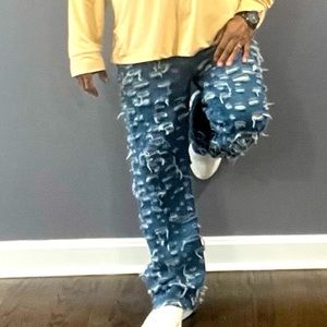 Mens stylish stacked jeans by “fadedglory”;Sz 40W x 32L